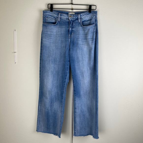L'Agence Wanda Wide Leg Jeans Size 29 Highland Blue High Rise Crop Casual Staple - Picture 8 of 14